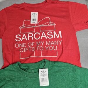 Kohls funny Christmas shirts for women. 2pk.  green and red